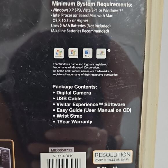 Vivitar Black Vivicam 5119 Digital Camera 5.1 MP 4X Digital Zoom View Screen NEW - Picture 6 of 8